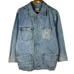 Vintage 90s Guess Jeans Mens Sz M Denim Chore Barn Coat Jacket Workwear USA